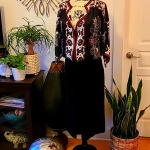 ALFANI Black Wide Leg Open Pleat CROPPED PANTS/ CULOTTES sz 12